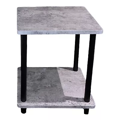 2 Tier Side Table Concrete Effect Top With Shelf Living Room Coffee End Table • £22.99