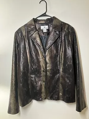 Erin London Brown Snakeskin Metallic Cropped Jacket Sz XL • $14.50