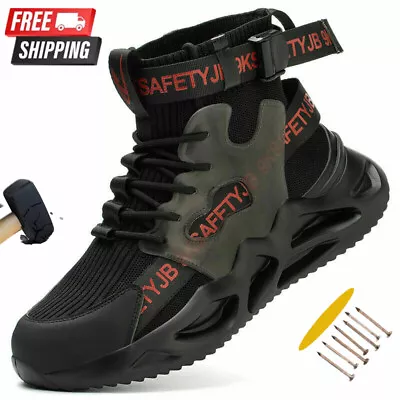 Mens Safety Shoes Steel Toe Work Shoes High Top Sneakers Protective Boots Us 10 • $45.56