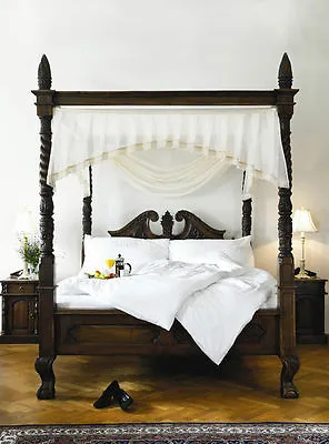 BESPOKE 6'  Super King Four Poster Mahogany Wooden Queen Anne Style Canopy Bed • $2236.79