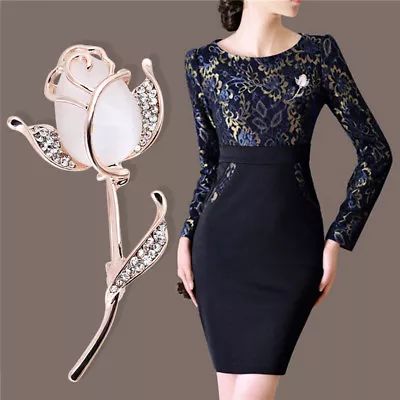 £2.68 • Buy Opal Flower Brooch Pin Rhinestone Crystal Dress Wedding Party Brooch JewelryH^tq