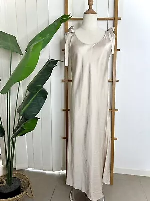 Zimmermann Beige Scoop Neck MIDI Dress Linen Blend Size 0 Women’s  • $118.30