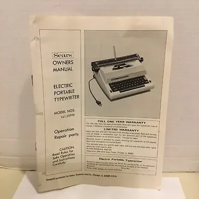 VTG Sears Electric Portable Typewriter “The Communicator” Model 161.53990 Manual • $13.98