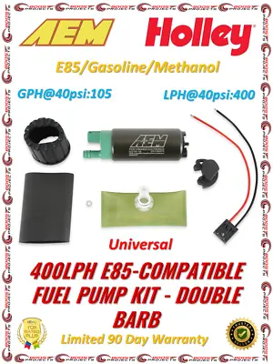 Aem 400LPH E85-Compatible Hi-Flow In Tank Fuel Pump Kit Double Barb 50-1230 • $194.95