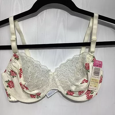 Olga Bra 38C Vintage Underwire Cotton Floral Lace Trim 33025 NWT Old Stock • $46.20