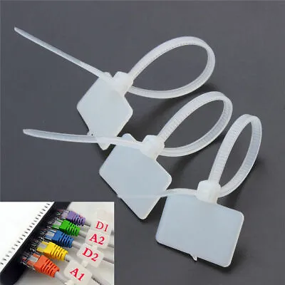 £3.04 • Buy 100 X Nylon Plastic Self-Locking Label Tie Network Cable Marker Wire Strap Zip