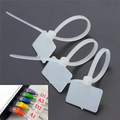 £3.04 • Buy 100 X Nylon Plastic Self-Locking Label Tie Network Cable Marker Wire Strap Zip