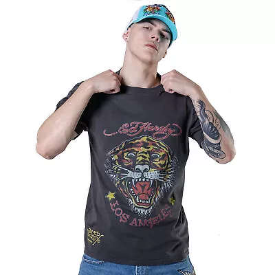 Ed Hardy Men's Black Vintage Wash Crew Neck Tiger T-shirt • £46.95