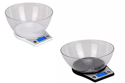 Electronic Digital 5000/1g Kitchen Cooking Black/White With Bowl Weighing Scales • £8.95