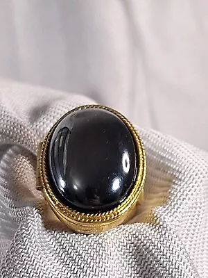 Avon Vintage 1960s Hematite Locket Perfume Poison Pillbox Gold Tone Ring • $19.99