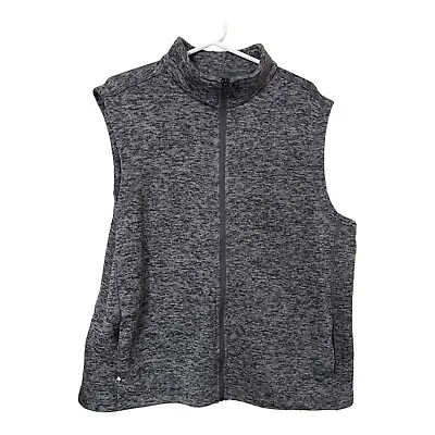 Lands End Full Zippered Vest XL 46-48 Mens Gray Grey Fleece Zippered Pockets • $19.20