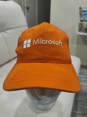 MICROSOFT Youthspark Camper Embroidered Logo Orange Adj. 54 Cm Baseball Hat • $10