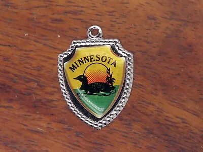 Vintage Silver MINNESOTA DUCK TRAVEL SHIELD ONE OF A KIND Charm • $16.95