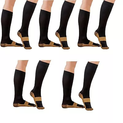 ANGEL KT Compression Copper Socks Miracle Foot Pain Relief 5 Pairs LG/XL Black • $29.99