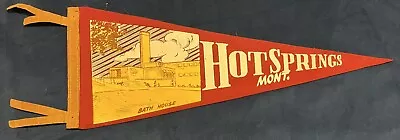 Vintage Hot Springs Montana Bath House 17 Inch Pennant Building Graphic • $24.99