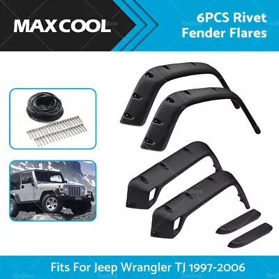 For Jeep Wrangler TJ 97-06 Pocket Style Matte Black Fender Flares Jungle Guard • $290