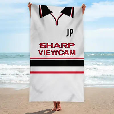Manchester Red  Retro 1999 Away Shirt Towel | Personalised Vintage Beach Towel • £21.99