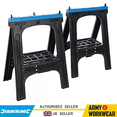 Plastic Saw Horse / Trestles Twin Pack Non-Slip Rubber Inserts Workbenches • $97.93