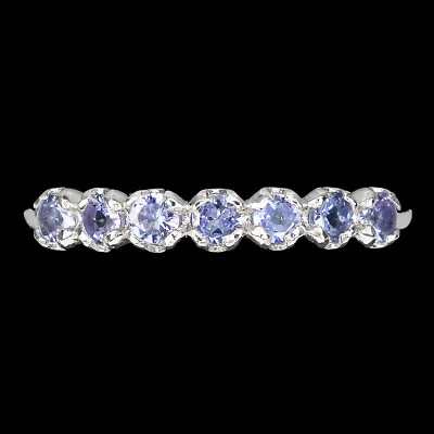 Unheated Round Blue Tanzanite 2.5mm White Gold Plate 925 Sterling Silver Ring 8 • $39.50