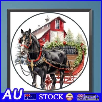 $10.13 • Buy 5D DIY Full Round Drill Diamond Painting Circle Card Xmas Carriages Kit Decor