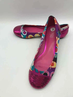 $49.99 • Buy Pre-Owned Coach Pink Size 7 Multicolor Sequin Flats