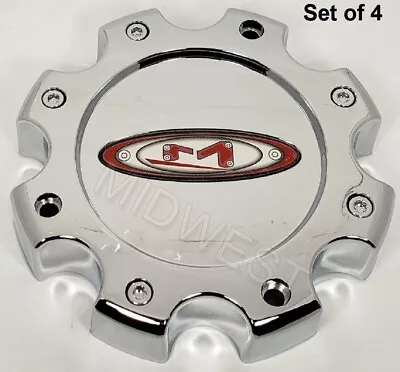 4 New Moto Metal 845L170 MO955 MO956 Chrome 8 Lug Red Logo Wheel Rim Center Caps • $116