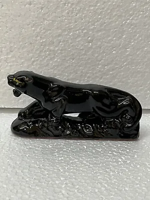 Vtg Mid Century Modern Black Panther Mini Figure Redware Japan 6” • $22.10