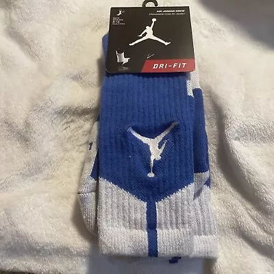 Jordan Crew Socks-Blue New Royal Blue White 8-12 • $21