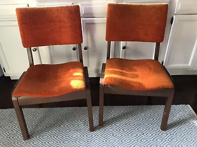 Pair Of Vintage Mid Century Modern Bentwood Orange Stacking Dining Side Chair • $249