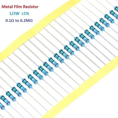 50pcs Metal Film Resistor 1/2W 0.5W 1% Tolerance 0.1 Ohm To 6.2M Ohm • $2.92