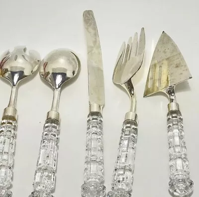 Shannon Crystal By Design Ireland 5 Piece Crystal And Silver Serving Set Knife • $49