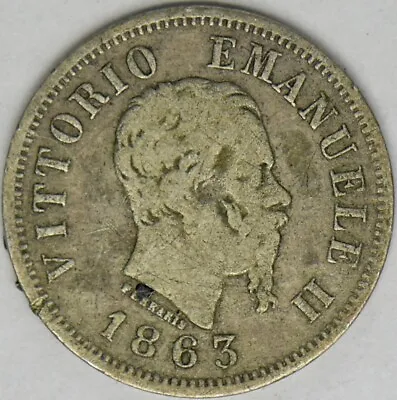1863-M Italy Silver 50 Centesimi - King Victor II - ✪COINGIANTS✪ • $8.99