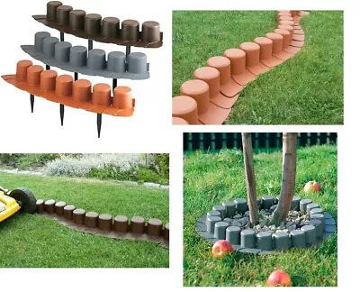 Garden Palisade Edging Border With Lawn Mower Ramp 4m - 3 Colours - Sturdy Solid • £16.95