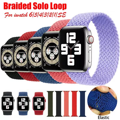 $10.44 • Buy Elastic Nylon Strap Braided Solo Loop Band For IWatch Apple Watch SE 5 4 3 NEW