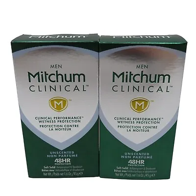 Mitchum 2 Pack Men Clinical Unscented 48 Hr Soft Solid Antiperspirant Deodorant • $40
