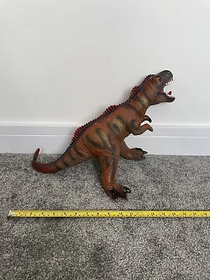 T-Rex Red Toy Soft Rubber Jurassic Tyrannosaurus Dinosaur Action Figure 20” • £12