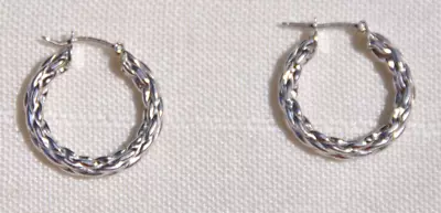 Beautiful Sterling Silver Milor Italy Rope 1  Hoop Pierced Earrings • $19.95