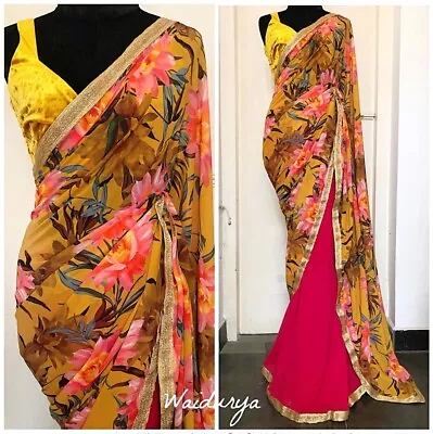 Wedding Bollywood Party Wear Saree Blouse Designer Indian Sari Pakistani A -364 • $40.49