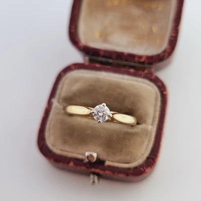 £595 • Buy Vintage Boodles 18ct Yellow Gold Diamond Solitaire Platinum Ring 0.2ct 750 18k