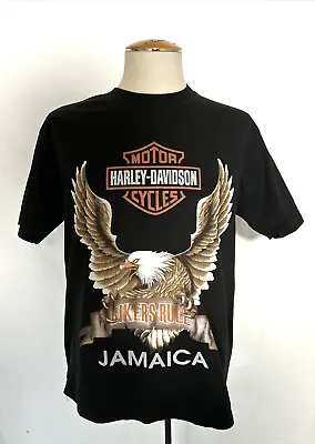 VTG Harley-Davidson Motorcycles Jamaica Eagle TShirt Tee Shirt Men's Sz L • $55