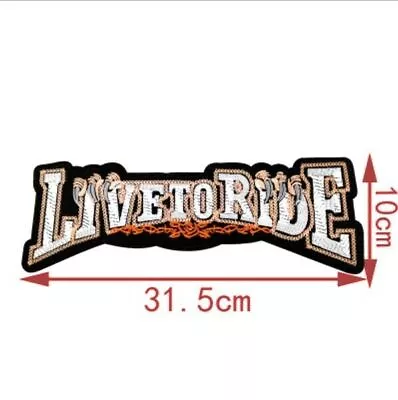 LIVE TO RIDE Large Biker Back Patch Quality Iron/Sew On Logo Motorcycle [B051] • $5.99