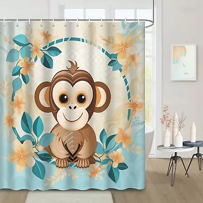 Monkey Pattern Shower Curtain Waterproof Shower Curtain With 12 Hooks • $16.99