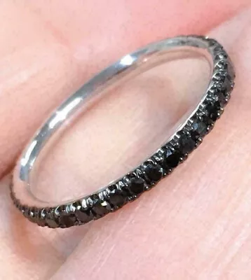 Full Eternity Wedding Proposal Band 925 Silver 0.49TCW Onyx Round Cut CZ Stone • $60