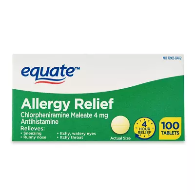 Equate ChlorTabs Tablets 4 Mg 100 Count Relieves Runny Nose Sneezing & Itchy • $8.49