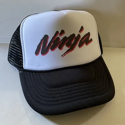 Vintage Kawasaki Ninja Hat Motorcycle Trucker Hat Snapback Black Mesh Cap • $16.07