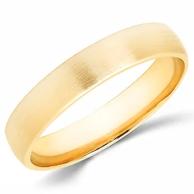 10K Solid Yellow Gold 4mm Brush Finish Men's And Women's Wedding Band Ring • $118.50