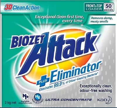 Biozet Attack Plus Eliminator Laundry Powder Detergent 2 Kilograms ( 2 Pack ) • $75