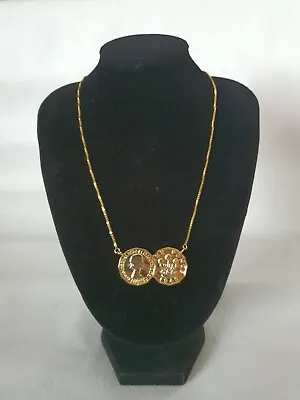 £18 • Buy Sparkling Jewellery Signed 18ct Gold Plated Three Penny Two Coin Necklace NWOT 
