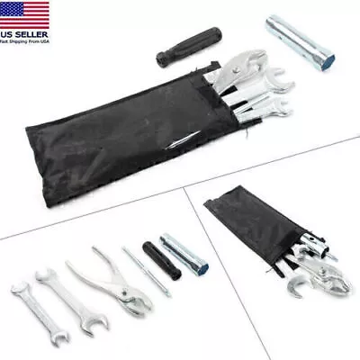 Motorcycle Spark Plug Spanner Wrench Plier Socket Tool Kit With Storage Pocket • $16.51