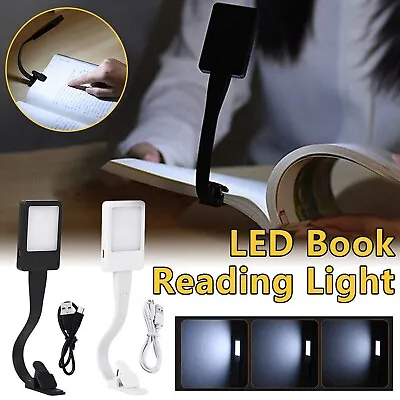 LED Book Reading Light USB Rechargeable Flexible Clip On Bed Desk Table Lamp • $18.49